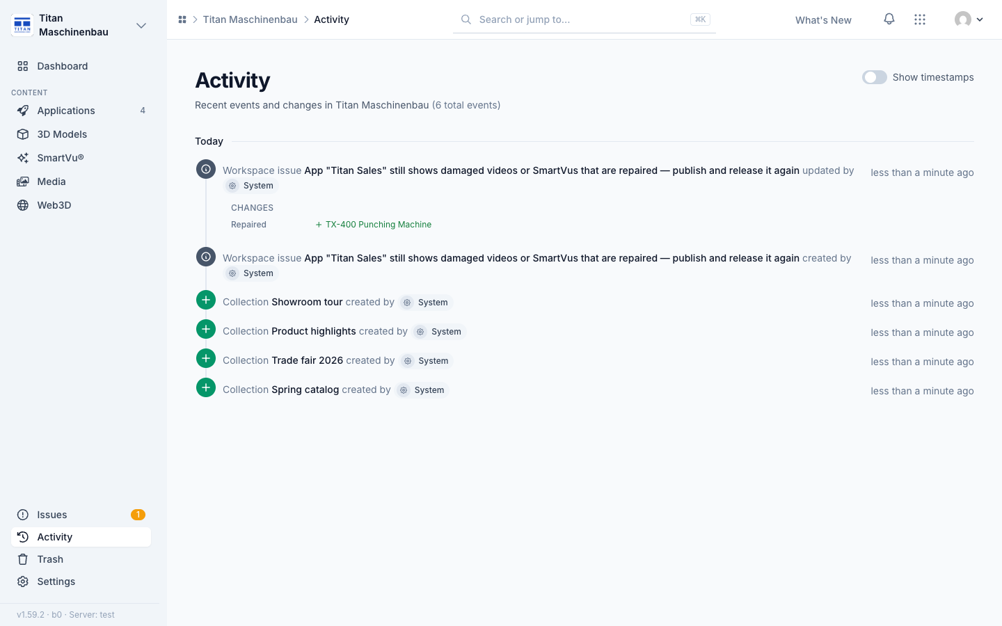 An activity entry with the repaired SmartVu® added